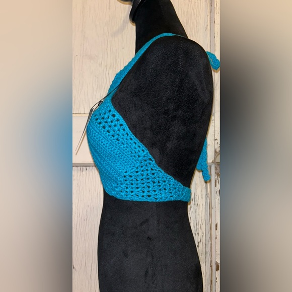 🦋Turquoise Cross Front Crochet Knit Bralet-NWT🦋 - Picture 4 of 5